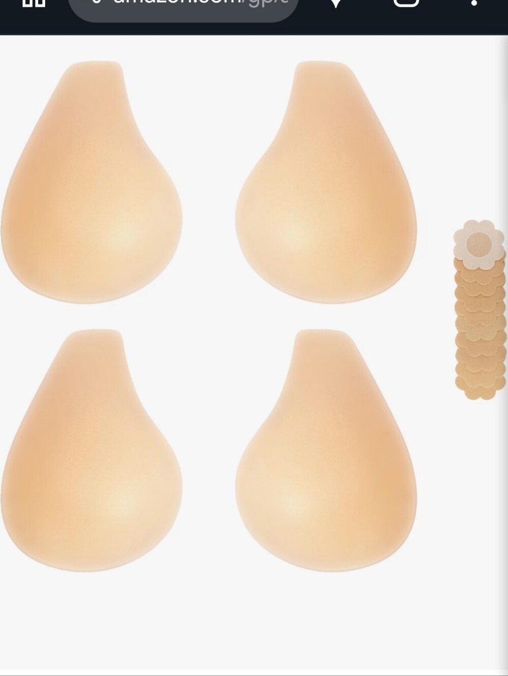 Adhesive Silicone Bra Cups in Nude - Strapless Seamless Support XXL, 2, unused